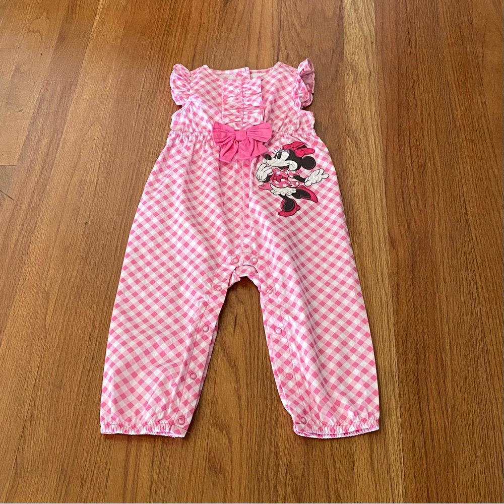 Disney Store Minnie Mouse Pink Gingham Jumpsuit - Picture 1 of 8
